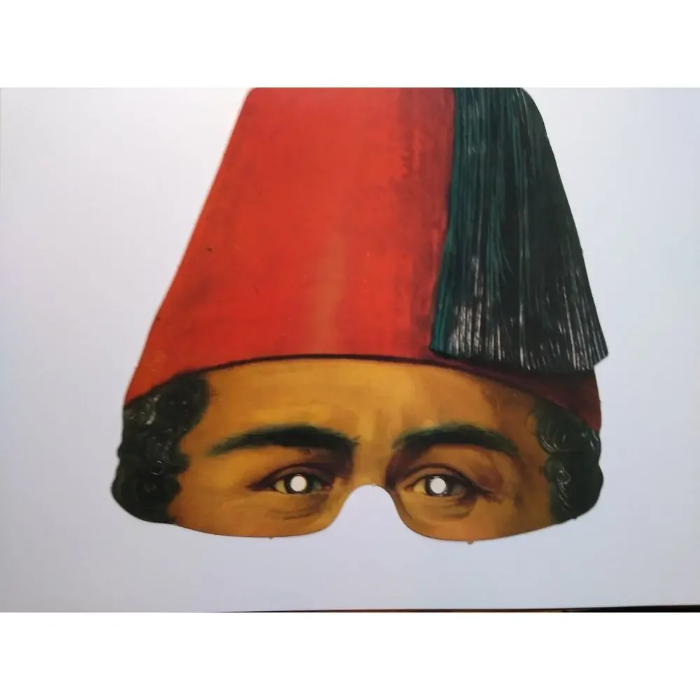 Vintage Paper Fez Hat Costume Mask Eye Mask Middle Eastern Theater